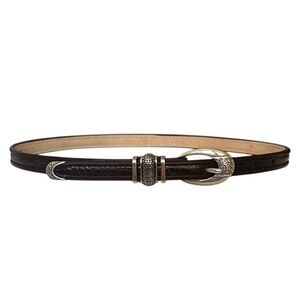 NEW Brighton Vintage Dark Brown Crocodile Embossed Leather Belt